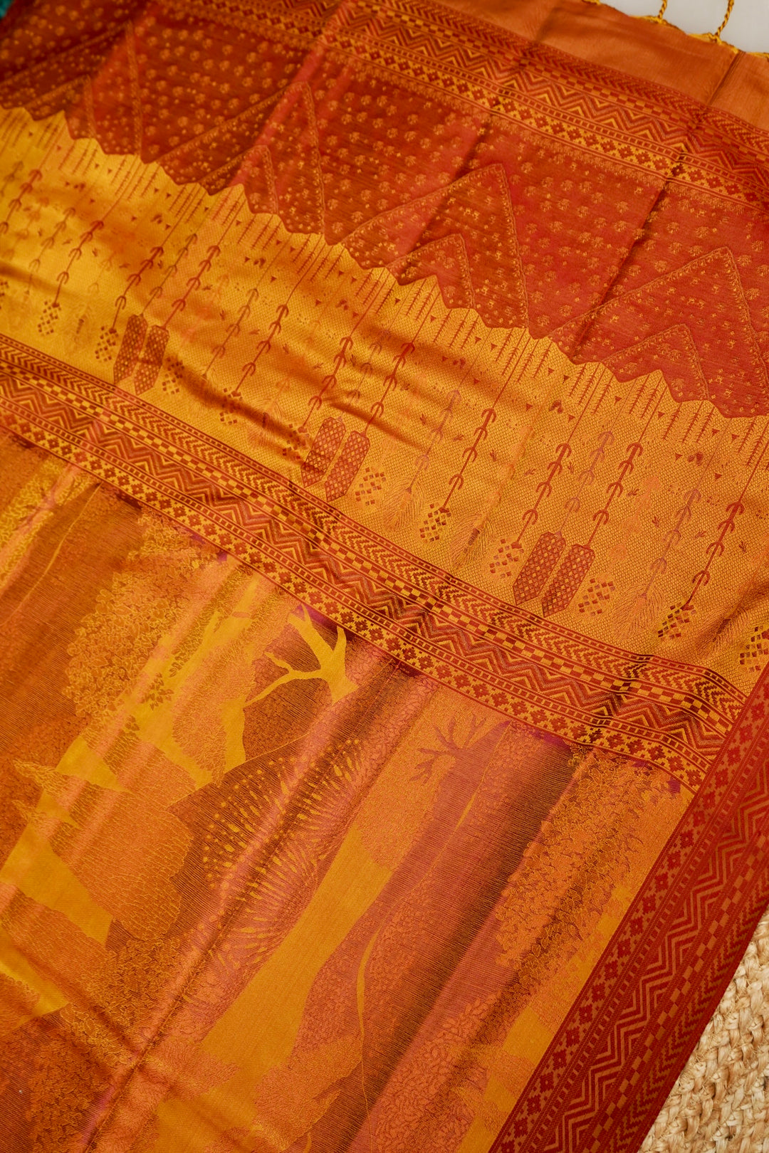 Mustard Yellow Handwoven Pure Banarasi Tanchoi Silk Saree