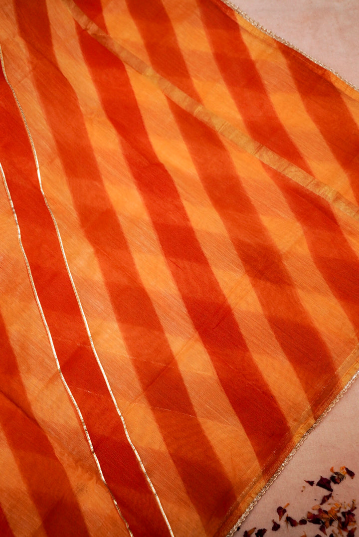 Mustard Chanderi Silk Suit with Zardozi Embroidery and Leheriya Gotta Dupatta