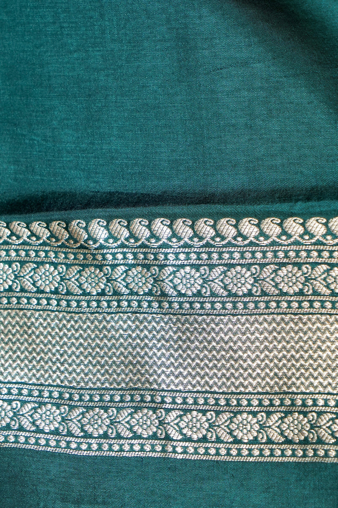 Sage Green Banarasi Soft Silk Saree with Meenakari Stripes