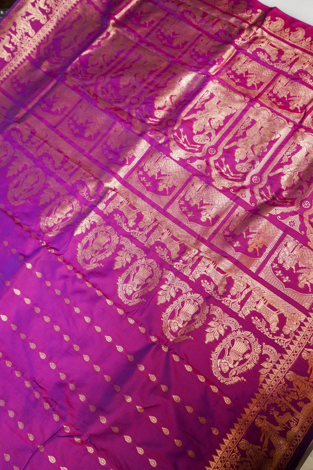 Royal Purple Soft Silk Baluchari Bridal Figure Motif Saree