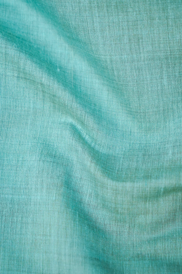 Sky Blue Handwoven Cotton Unstitched Suit Set with Floral Woven Dupatta