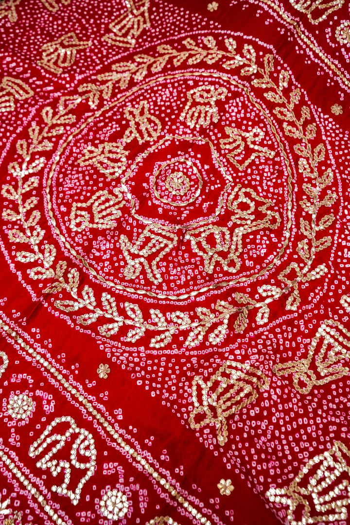 Bandhej Gulnaar Bridal Pure Gajji Silk Dupatta with Gota Patti View 4