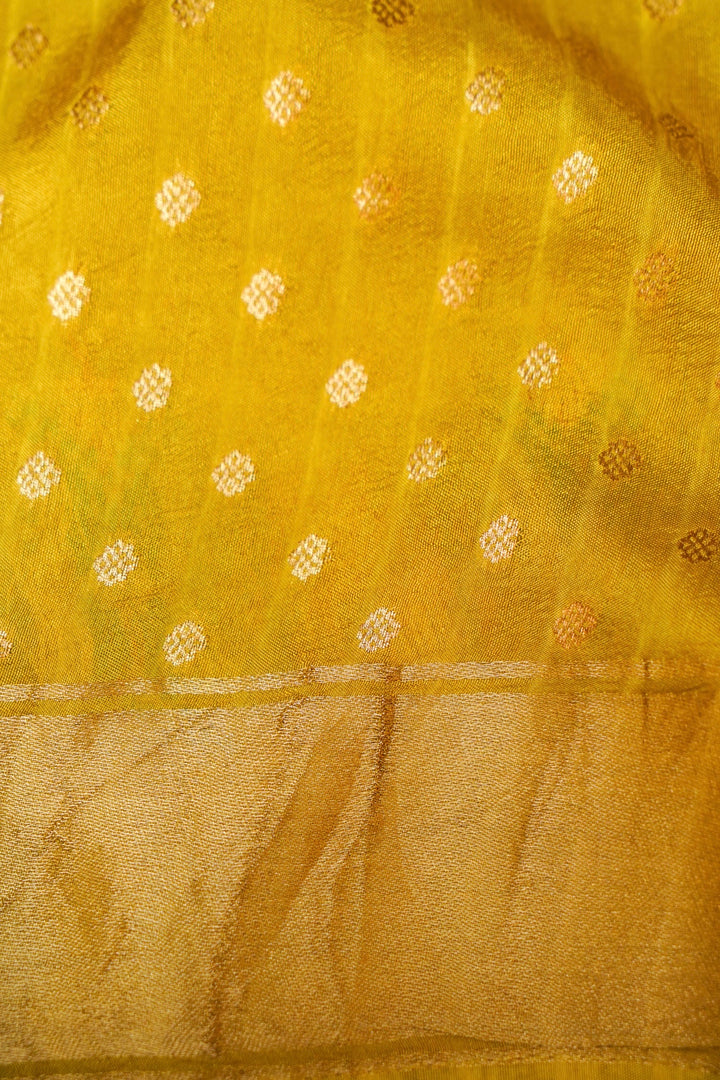 Olive Green Pure Soft Silk Brocade Saree with Patola Inspired Woven Border