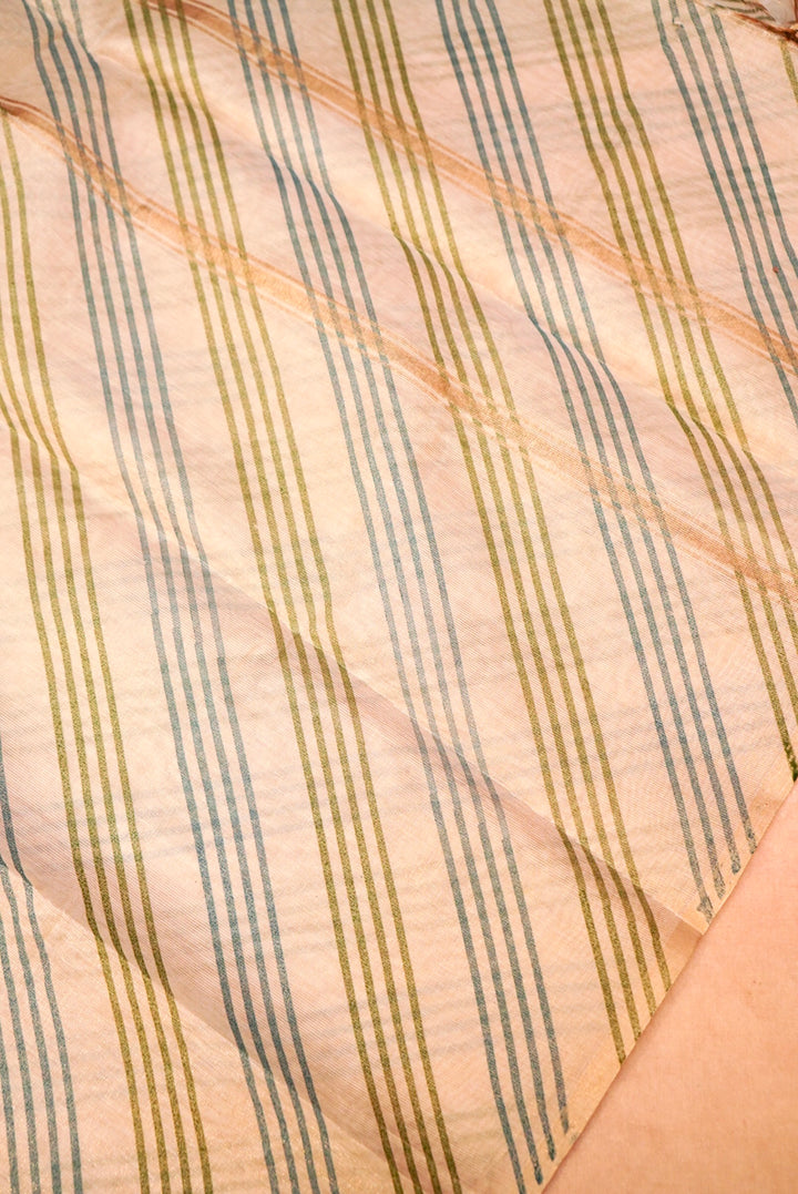 Rose Gold Chanderi Tissue Silk Suit with Handcrafted Zardozi & Resham Elegance