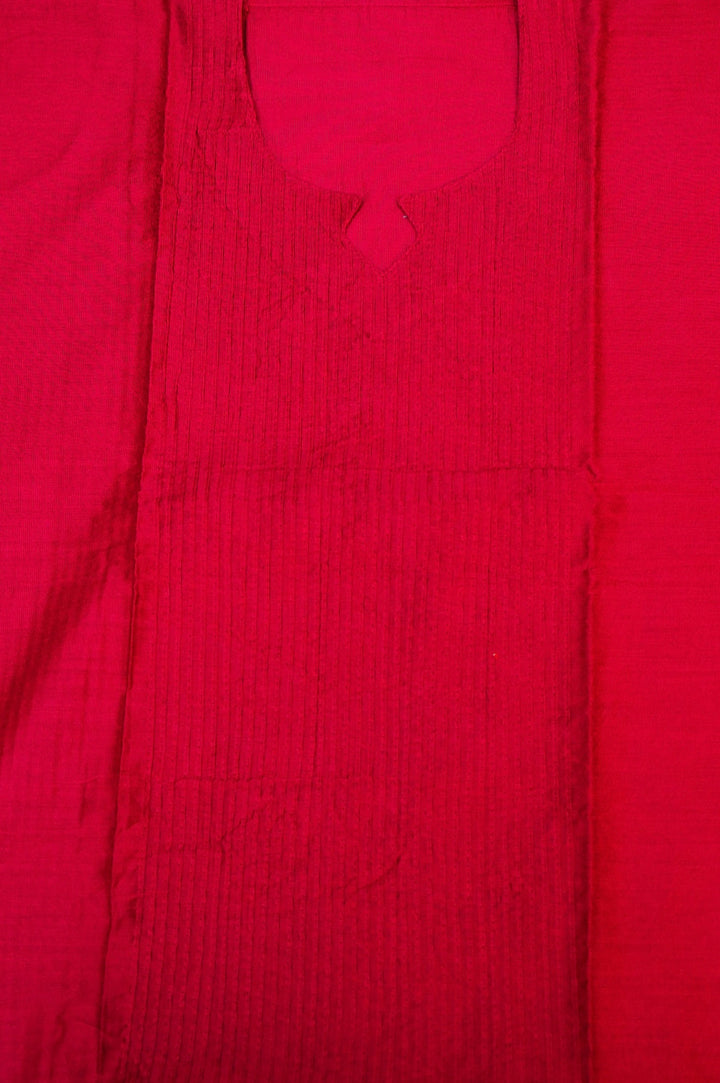 Elegant Dupion Silk Suit in Pink with White Block Print Dupatta