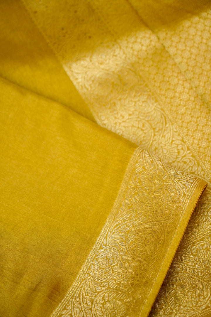 Olive Green Soft Silk Saree with Stitched Blouse View 3