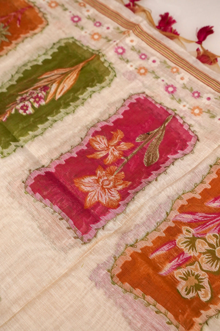 Royal Cream Meenakari Traditional Cotton Silk Suit Set