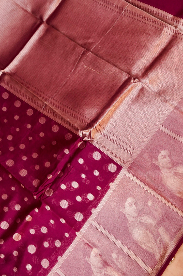 Wine Elegance – Pure Katan Silk Handloom Contemporary Banarasi Madhubala Weaving Saree