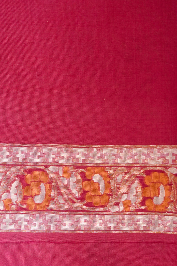 Royal Handwoven Banarasi Avadhi Jamdani Pure Kora Silk Saree with Meenakari Weaving Blouse