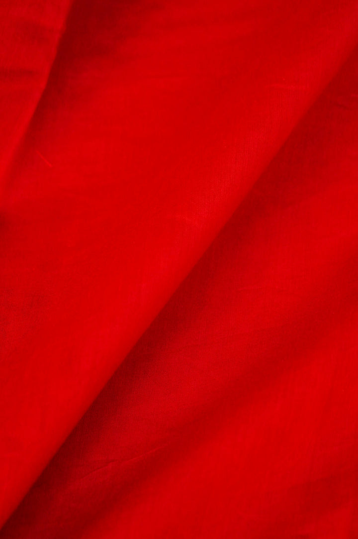 Pure Red Chanderi Silk Suit Set with Zardozi Neckline & Pichwai Embroidered Dupatta