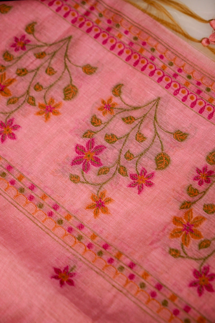 Blush Pink Floral Embroidered Unstitched Suit Set