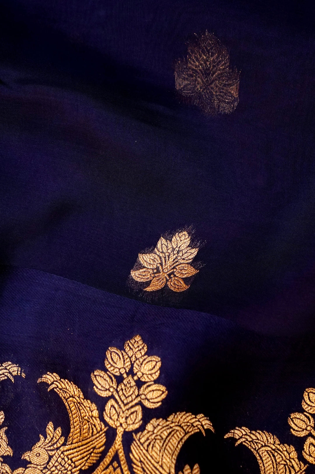 Dark Blue Organza Saree with Elegant Satin Silk Border