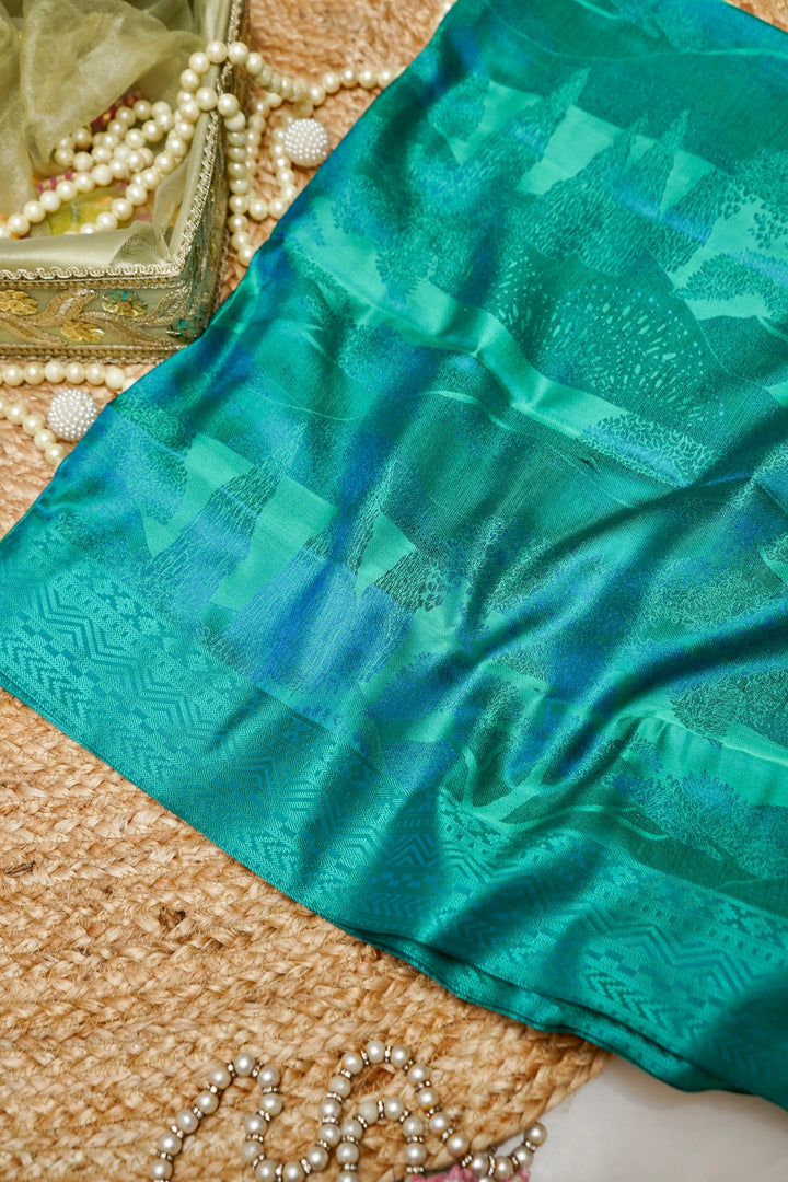 Sage Green Handwoven Pure Banarasi Tanchoi Silk Saree