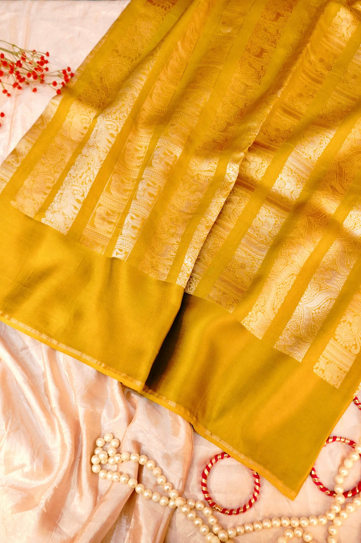 Radiant Haldi Mashru Silk Sonaroopa Celebrity Inspired Saree