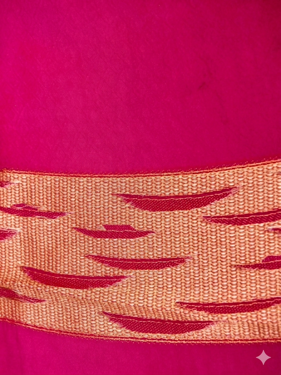 Hot Pink Banarasi Mashru Silk Saree with Ghat Designing Border