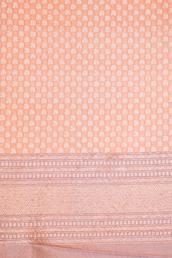 Luxury Peach Banarasi Katan Silk Saree – Handwoven with Delicate Figure Designs