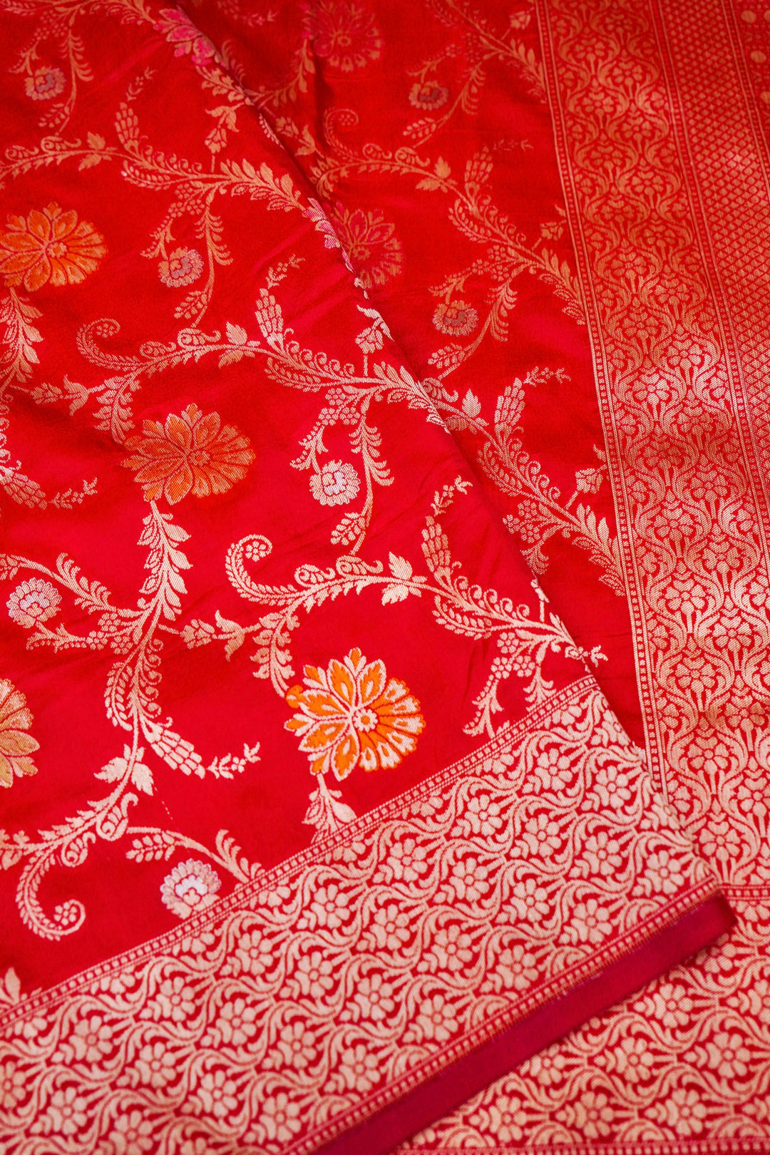 Handwoven Banarasi Bridal Pure Katan Silk Meenakari Jaal Saree