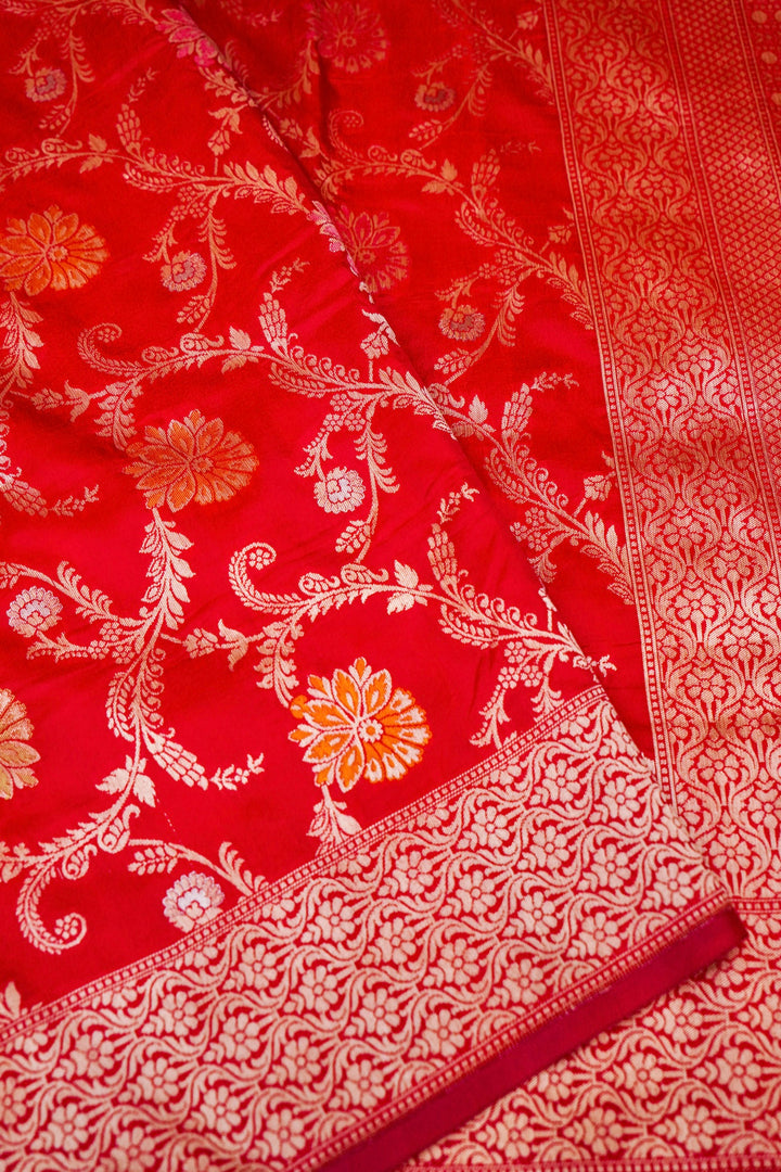 Handwoven Banarasi Bridal Pure Katan Silk Meenakari Jaal Saree