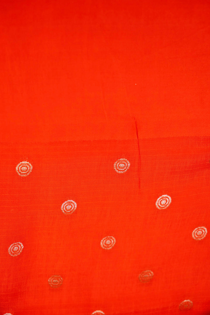 Orange Kota Check Saree with Sona Rupa Zari Work Silk Motif Border
