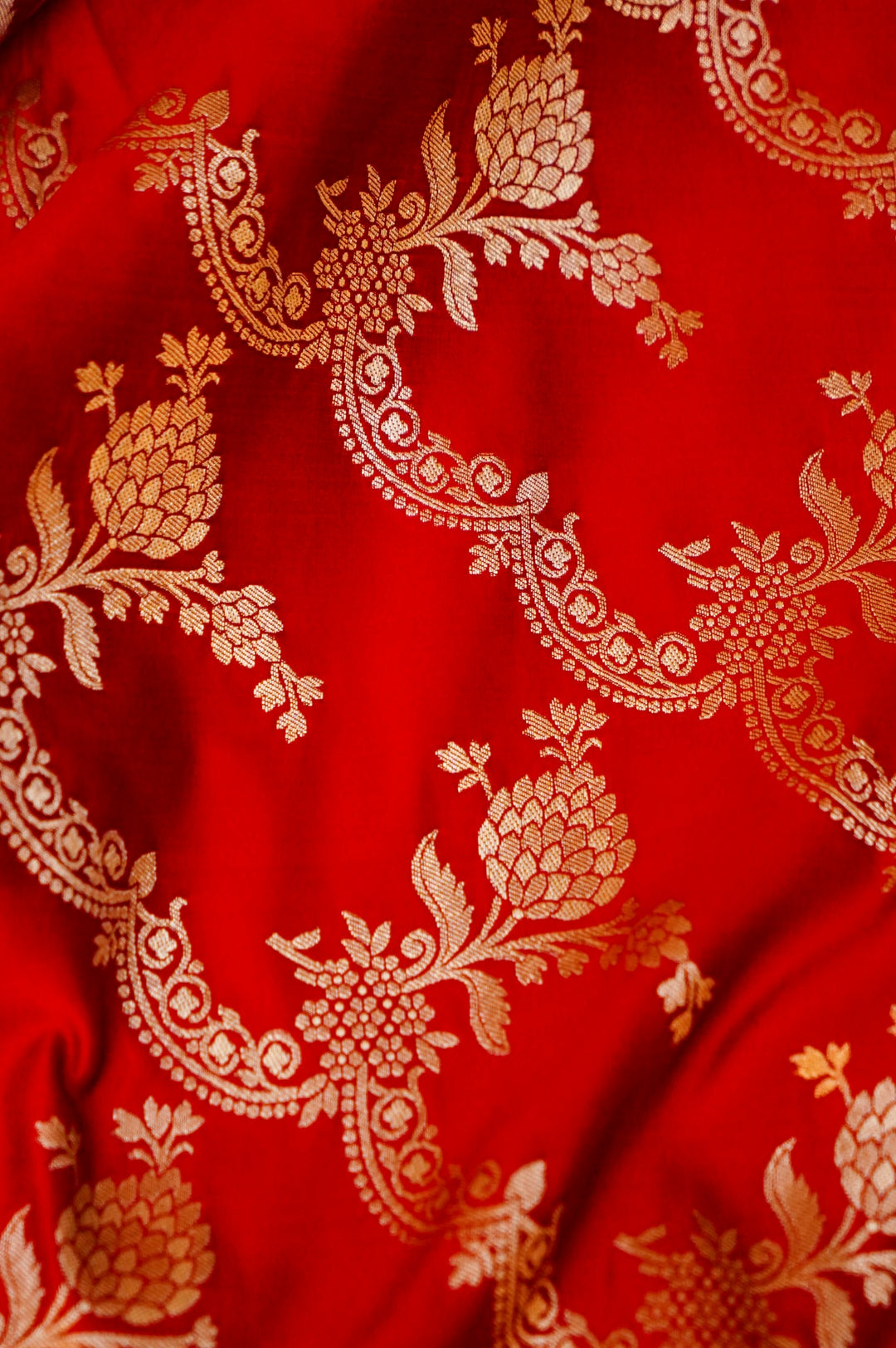 Bridal Banarasi Red Mashru Silk Suit Set with Jangla Dupatta