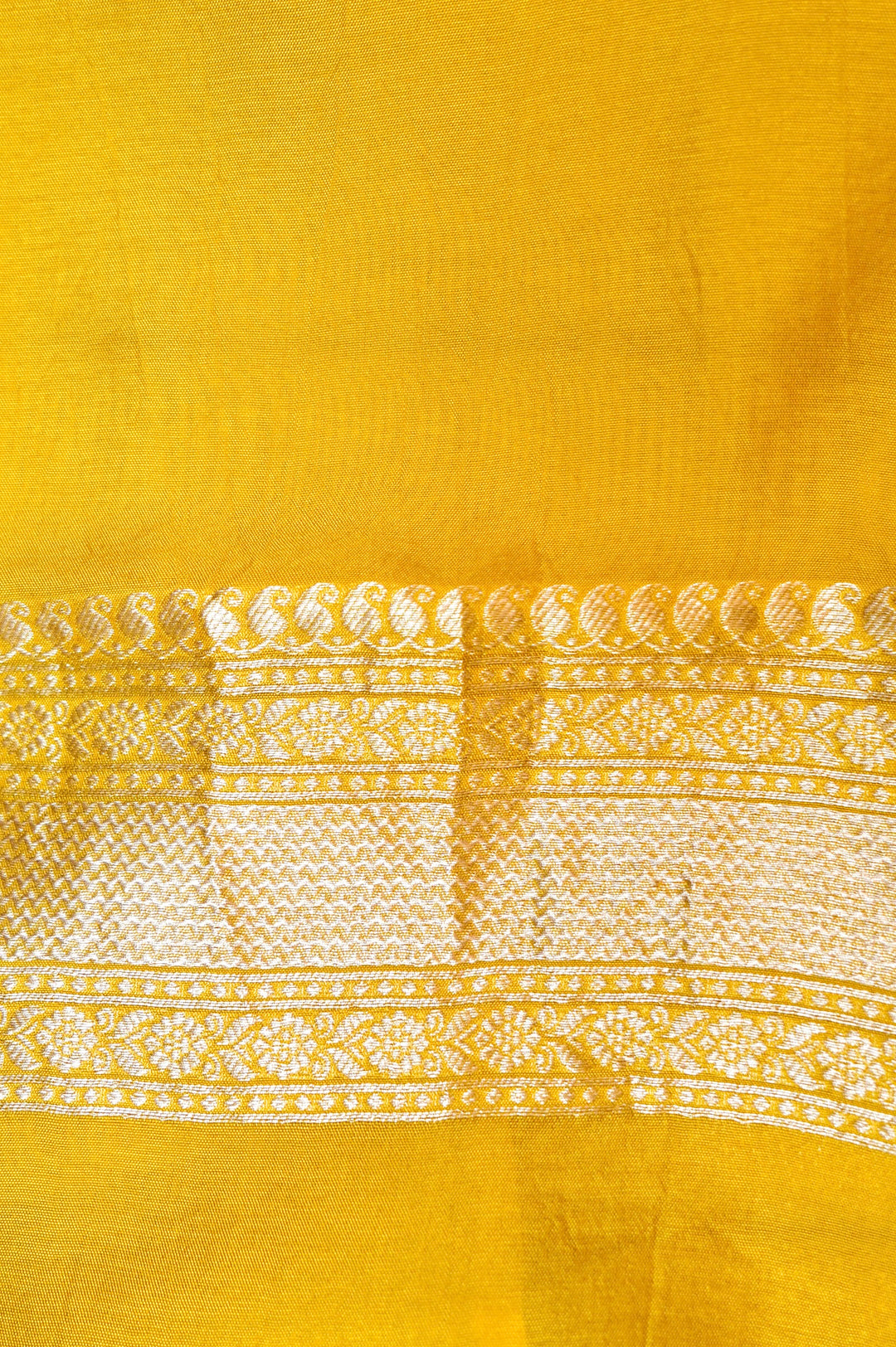 Yellow Banarasi Soft Silk Meenakari Stripes Saree