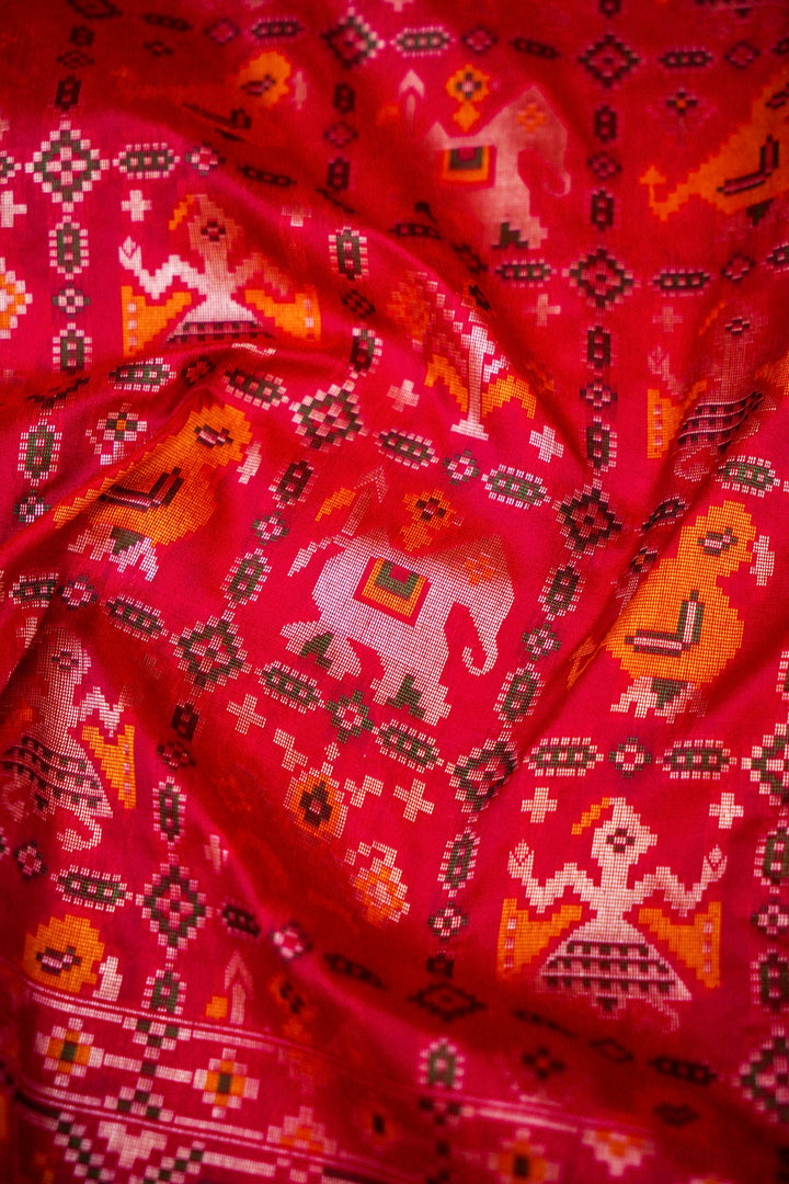 Regal Pink Handwoven Banarasi Katan Silk Patola Saree Bridal Elegance in Pure Tradition
