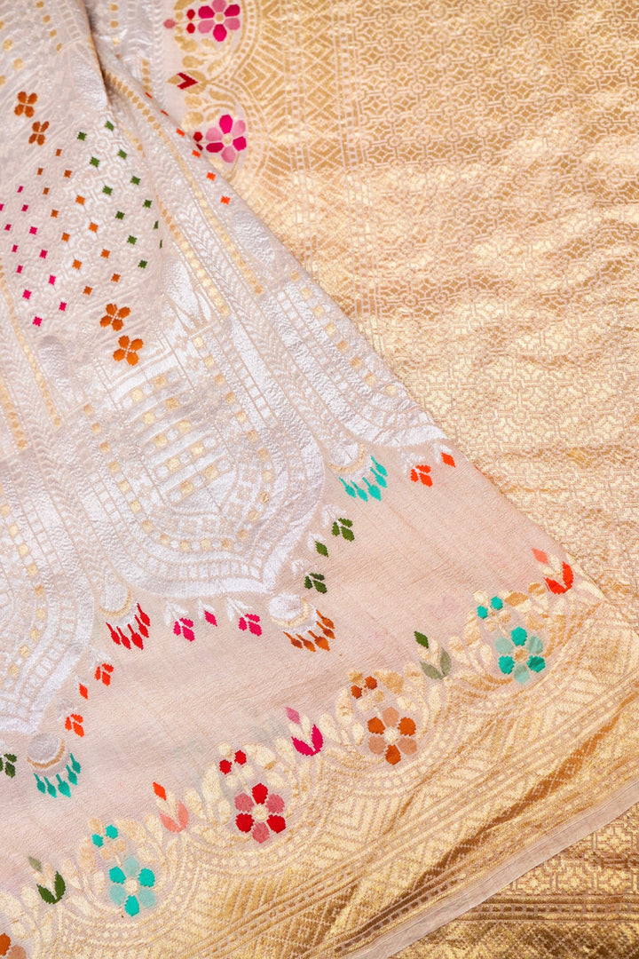 Handwoven Banarasi Pure Tussar Georgette Saree a Unique Artistic Design