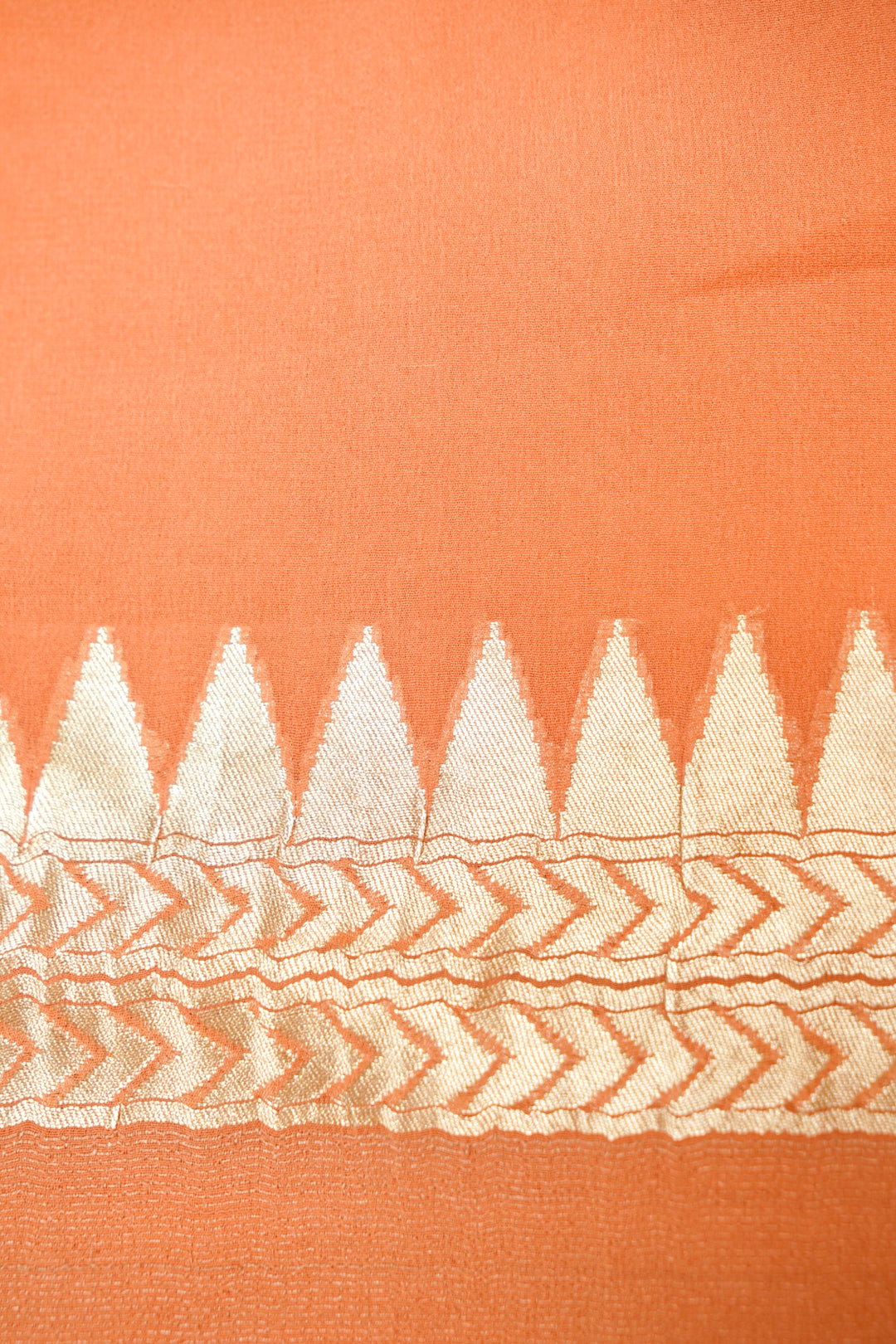 Elegant Peach Handloom Pure Banarasi Georgette Tussar Silk Saree