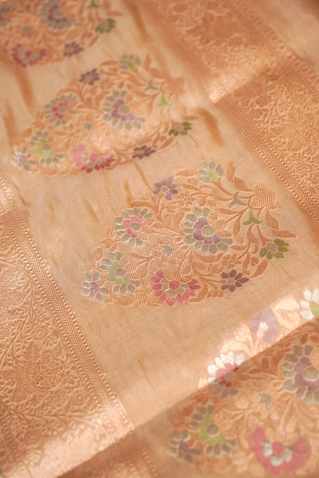 Luxurious Handloom Pure Banarasi Katan Tissue Silk Saree with Meenakari Weaving