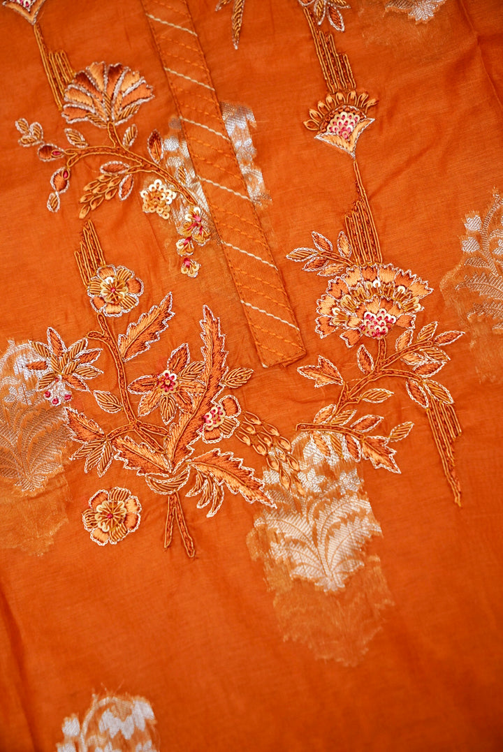 Mustard Pure Mul Silk Suit with Zardozi Embroidery and Pitta Zari Dupatta
