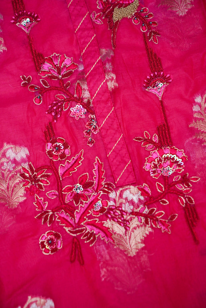 Pink Pure Mul Silk Suit with Zardozi Embroidery and Pitta Zari Dupatta