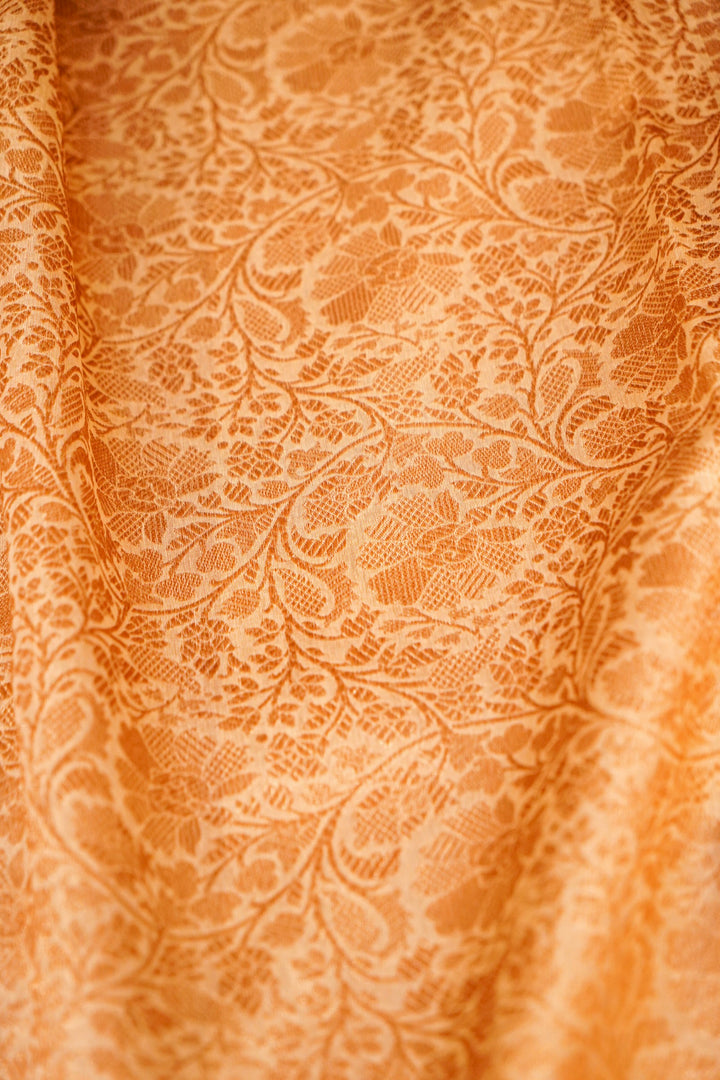 Handwoven Banarasi Pure Cream Chanderi Silk Saree with Red Contrast Border