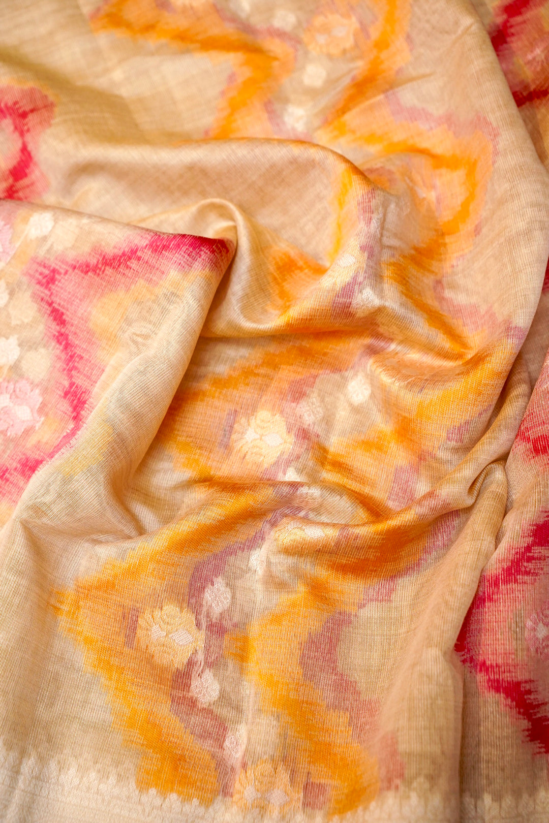Off White Woven Unstitched Suit Set with Zigzag Dupatta