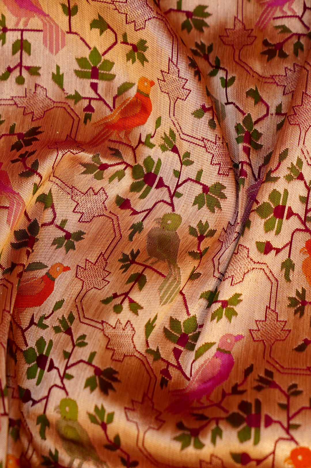 Gulzar Baadal – Handwoven Wine Banarasi Katan Silk Meenakari Saree