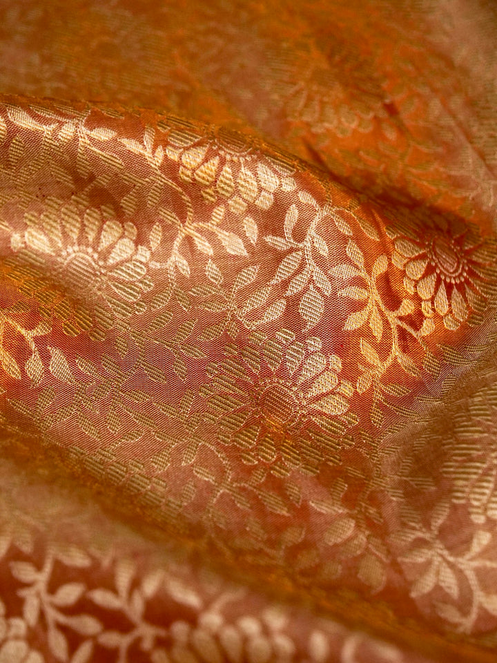 Pure Kanjivaram Silk Saree with Meenakari Zardozi Hand Embroidery