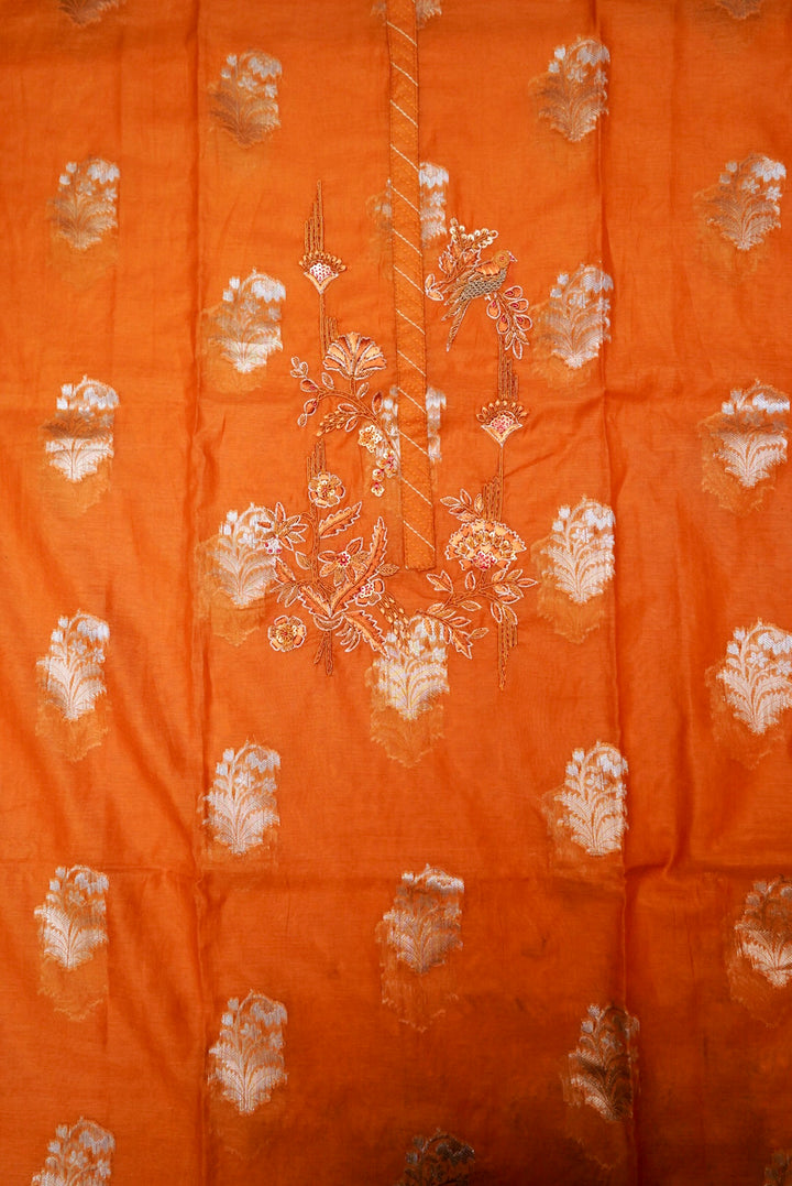 Mustard Pure Mul Silk Suit with Zardozi Embroidery and Pitta Zari Dupatta