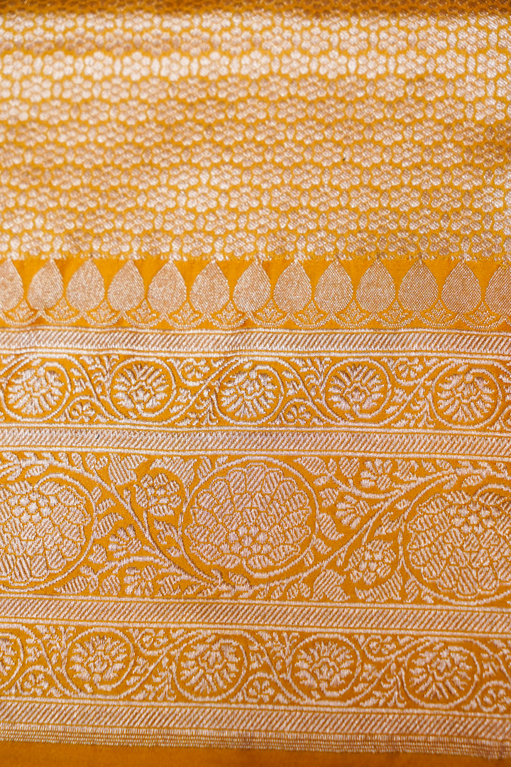Yellow Haldi Wear Pure Banarasi Handloom Katan Silk Saree with Meenakari Pallu
