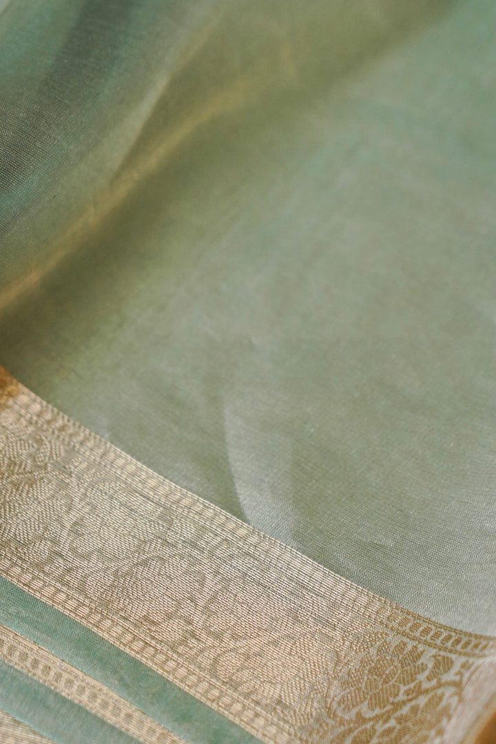 Aqua Radiance Tissue Silk Banarasi Saree View 5