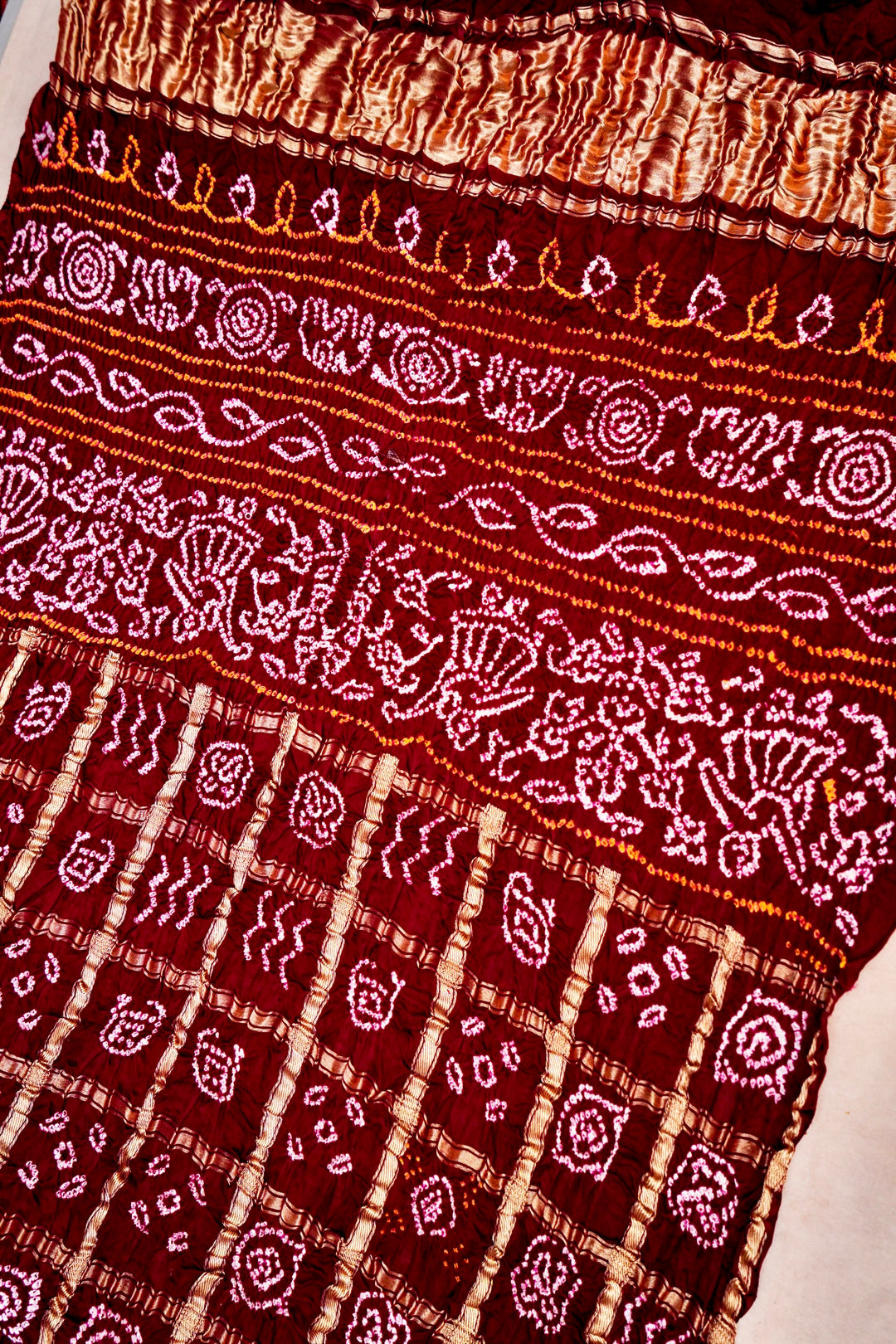 Bridal Radiance in Maroon Handcrafted Gharchola Georgette Saree with Traditional Charm