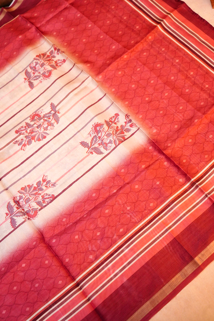 Banarasi Chanderi Tussar Silk Suit with French Knot Embroidery