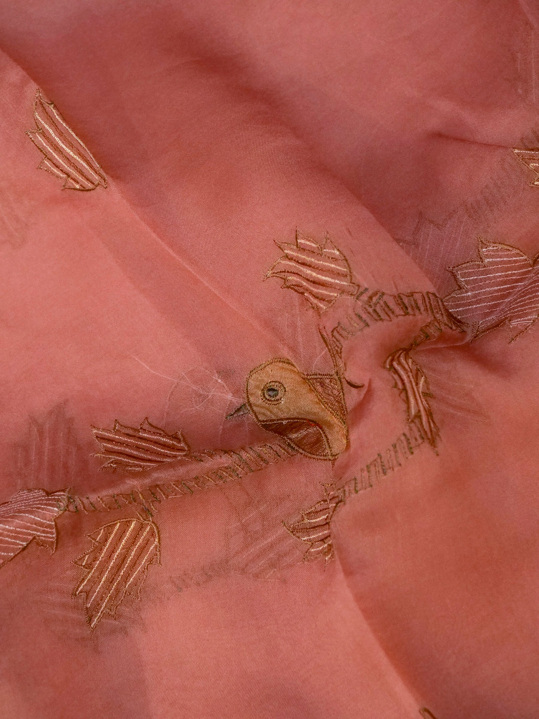 Handloom Mauve Pure Kora Suit with Tissue Appliqué Work View 4