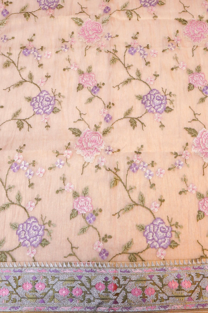 Pastel Yellow Banarasi Crush Tissue Silk Suit Set Embroidery Work