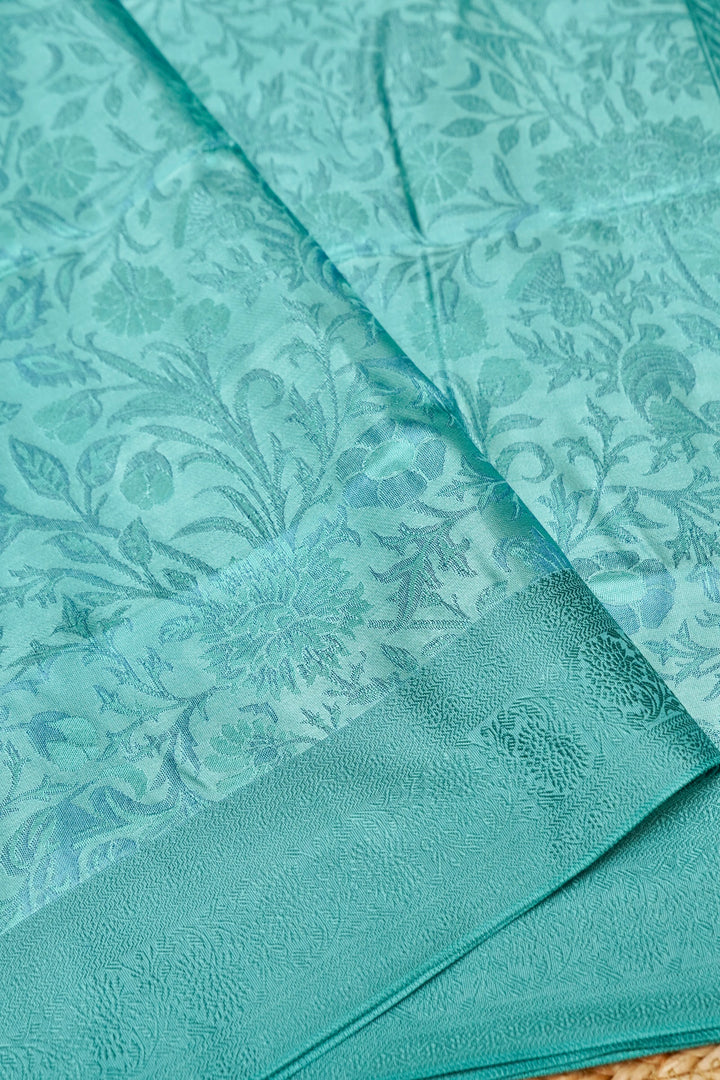 Sea Green Handwoven Pure Banarasi Tanchoi Silk Saree