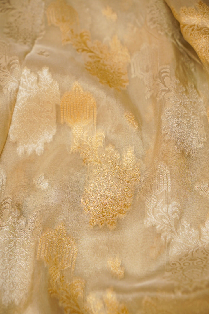 Rose Gold Sona Rupa Glow Designer Tissue Silk Embroidery Saree View 5
