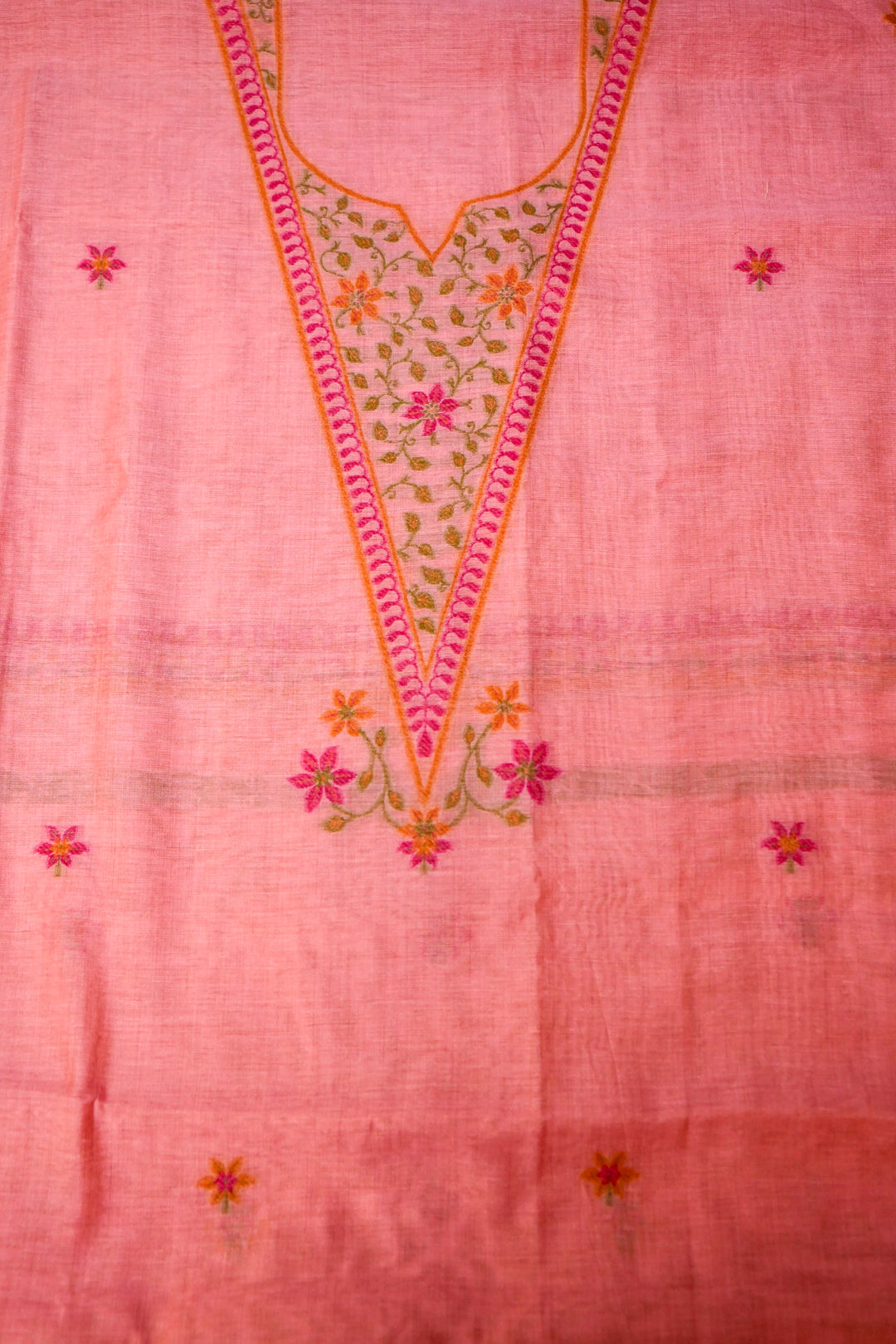 Blush Pink Floral Embroidered Unstitched Suit Set