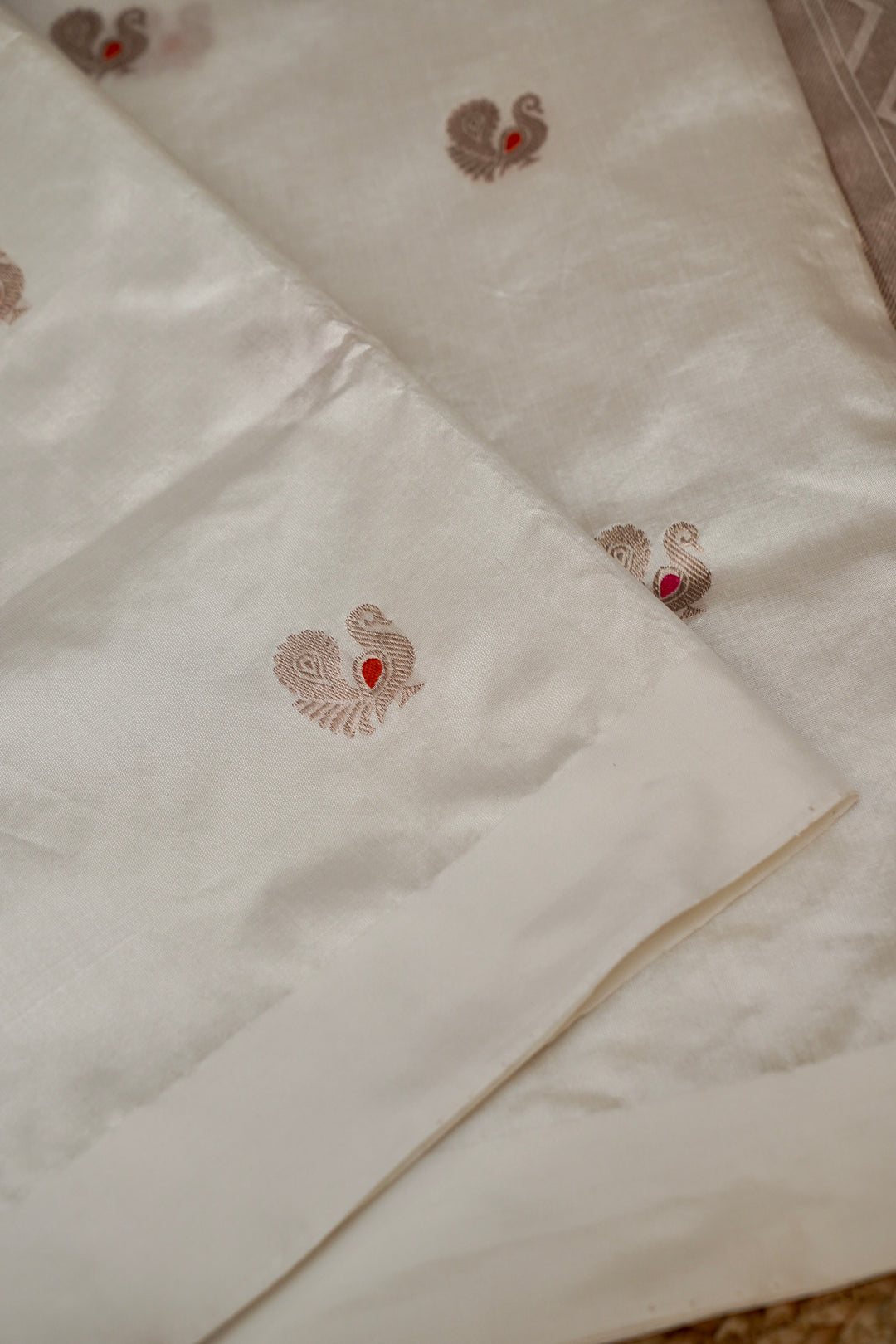 Handwoven Banarasi Pure Puna Silk Saree with Zari Woven Meenakari Peacock Motifs