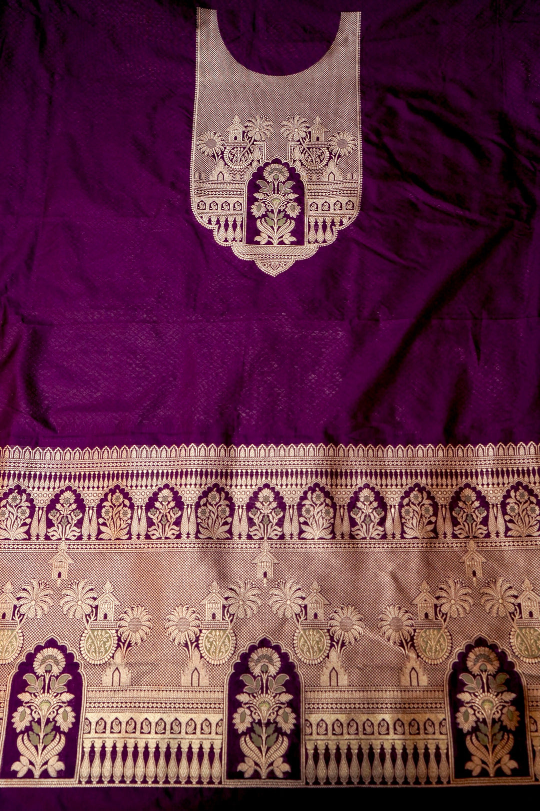 Dark Purple Modal Silk Co-Ord Set with Heritage Woven Design