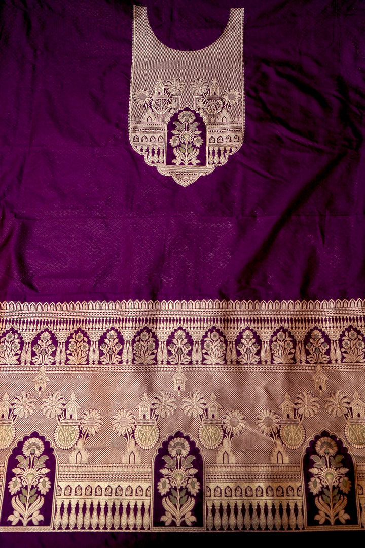 Dark Purple Modal Silk Co-Ord Set with Heritage Woven Design