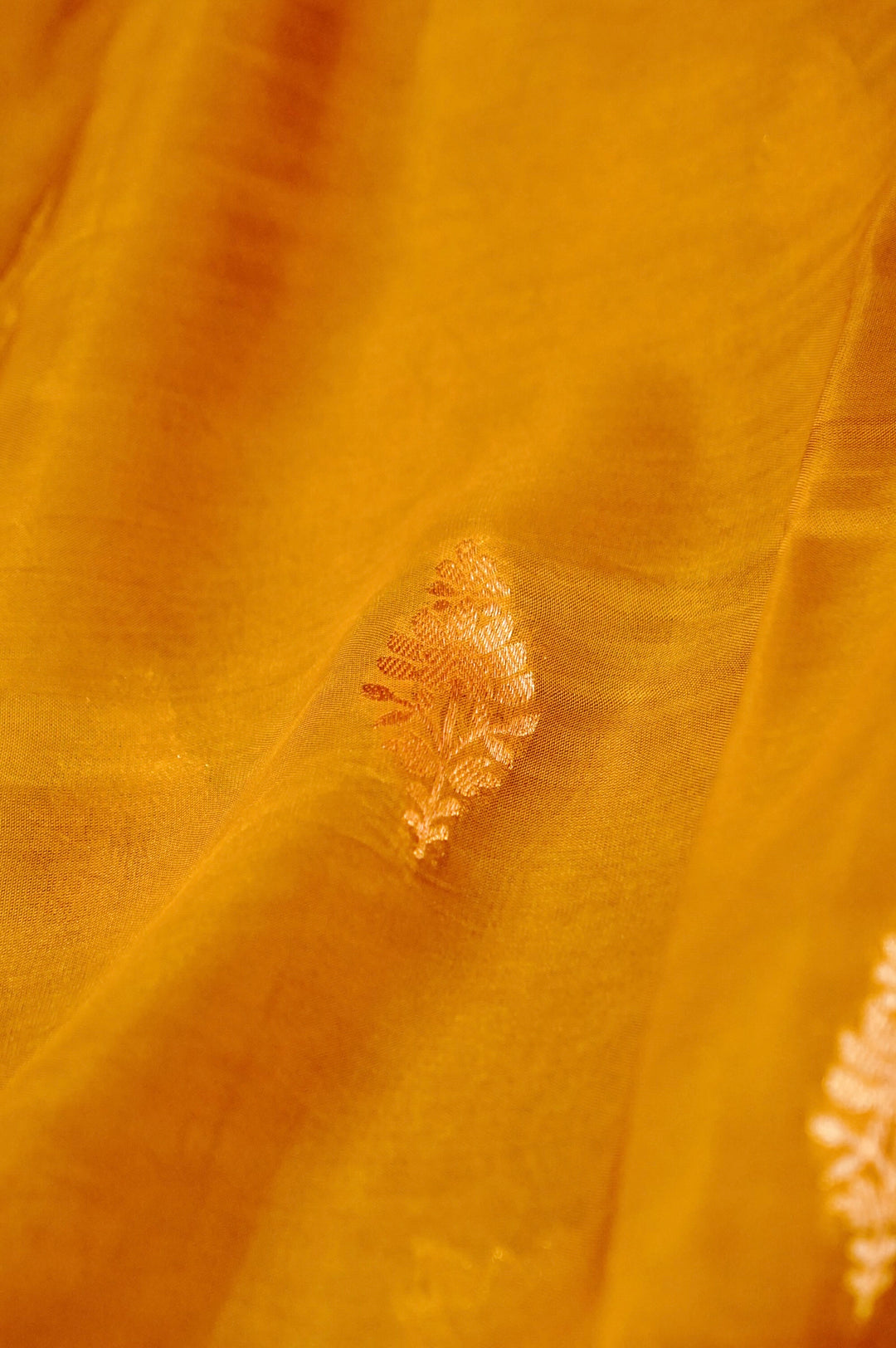 Radiant Mustard Yellow Sonaroopa Muslin Organza Haldi Wear Saree
