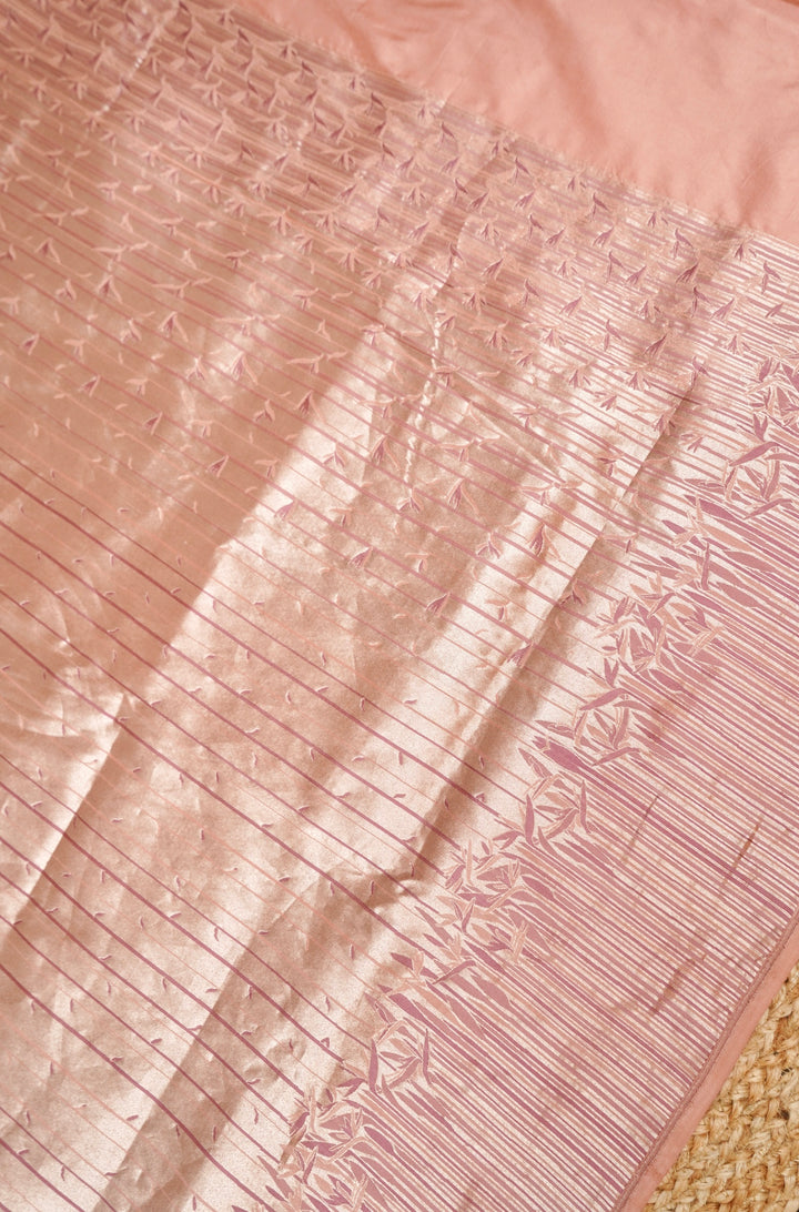 Contemporary Rose Gold Pure Banarasi Handloom Katan Silk Saree